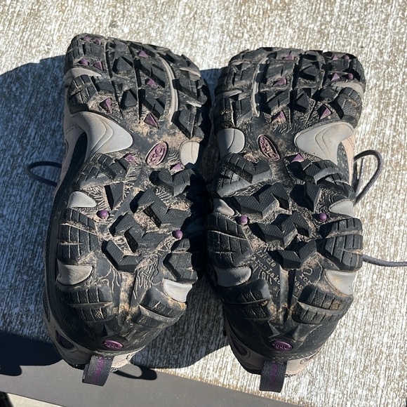 OBOZ B DRY WATERPROOF WOMENS 11 hiking boots ankle support black tan purple fit - Picture 3 of 8